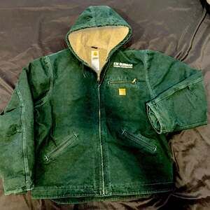 Vintage Carhartt J141 SPC Spruce Green Sierra Sherpa-Lined Hooded Jacket